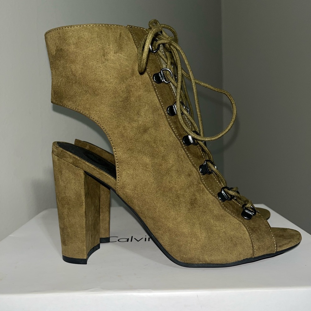 Guess Women's Tan Suede Heeled Sandals